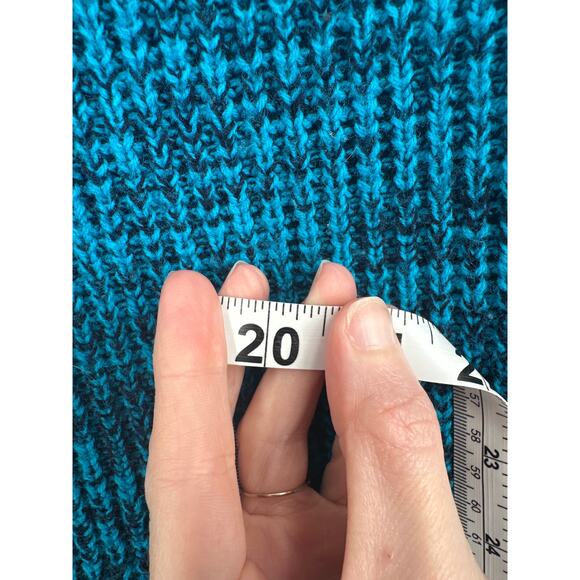 90s Vintage Sweater Womens Small Turquoise Blue Cropped Crew Neck Pullover - Picture 6 of 6